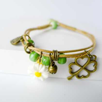 Plastic Flower Pendant Beads Hand-made Bracelet